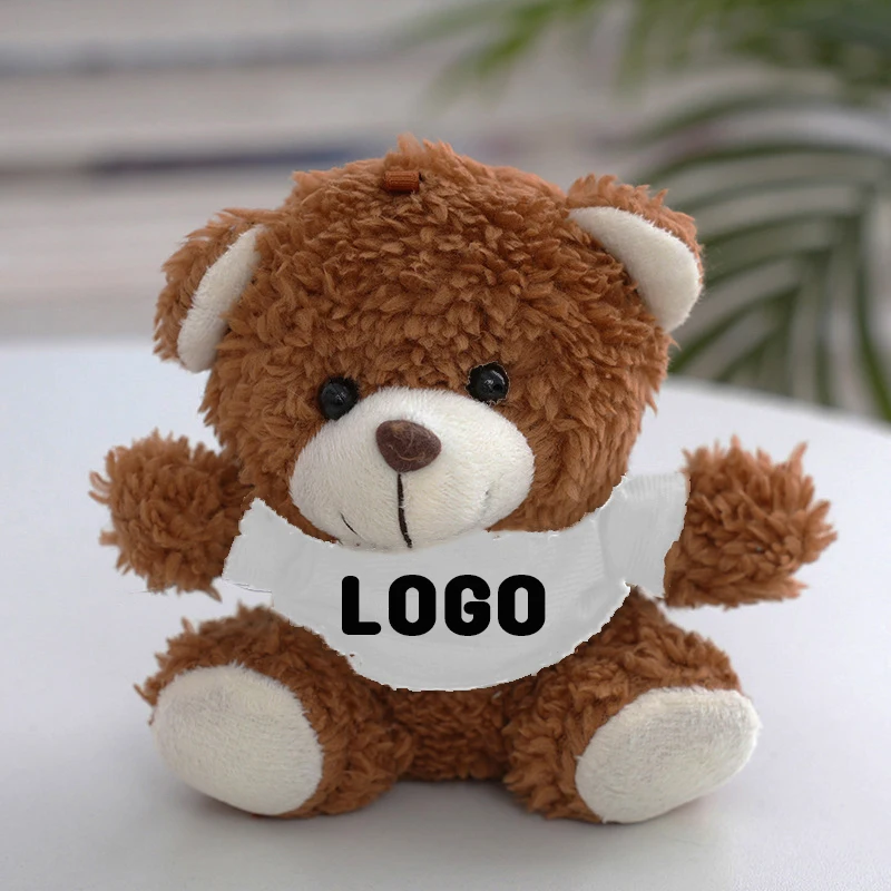 MIni 12cm Promotional gifts Custom Plush keychain plush teddy bear toys custom Logo bear with shirts