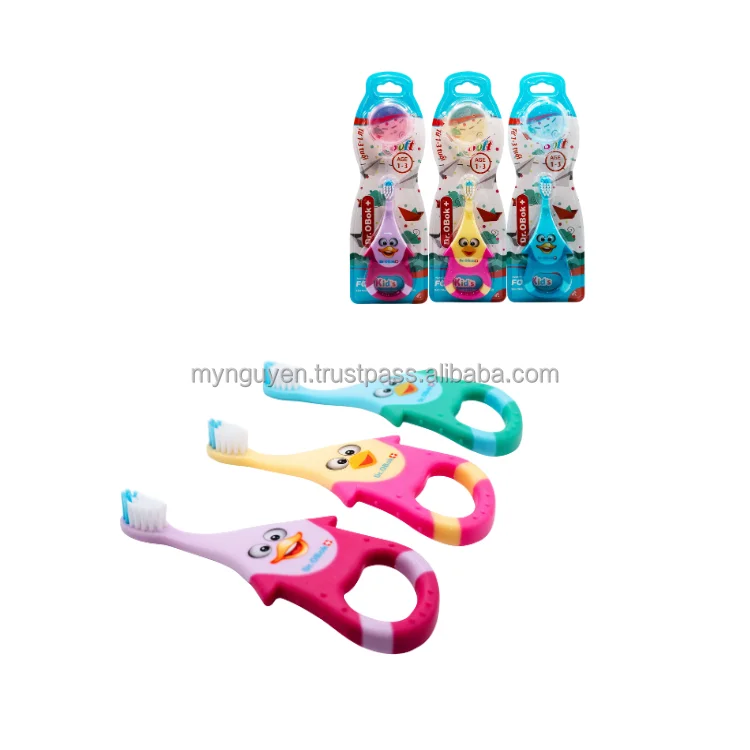 Soft Rubber Handle Baby Toothbrush Best Quality Toothbrush For Kids Customized Logo With Blister Package Viet Nam Supplier