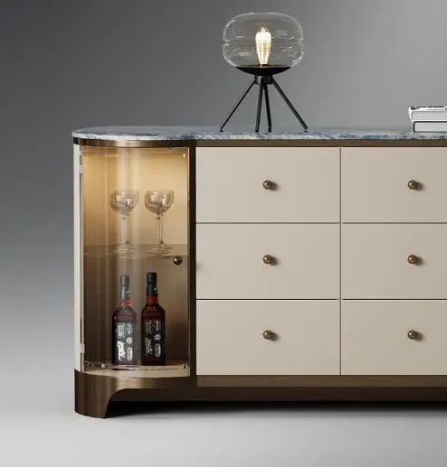 Italian sideboard designer new villa home modern light luxury console tables marble wall wine cabinet