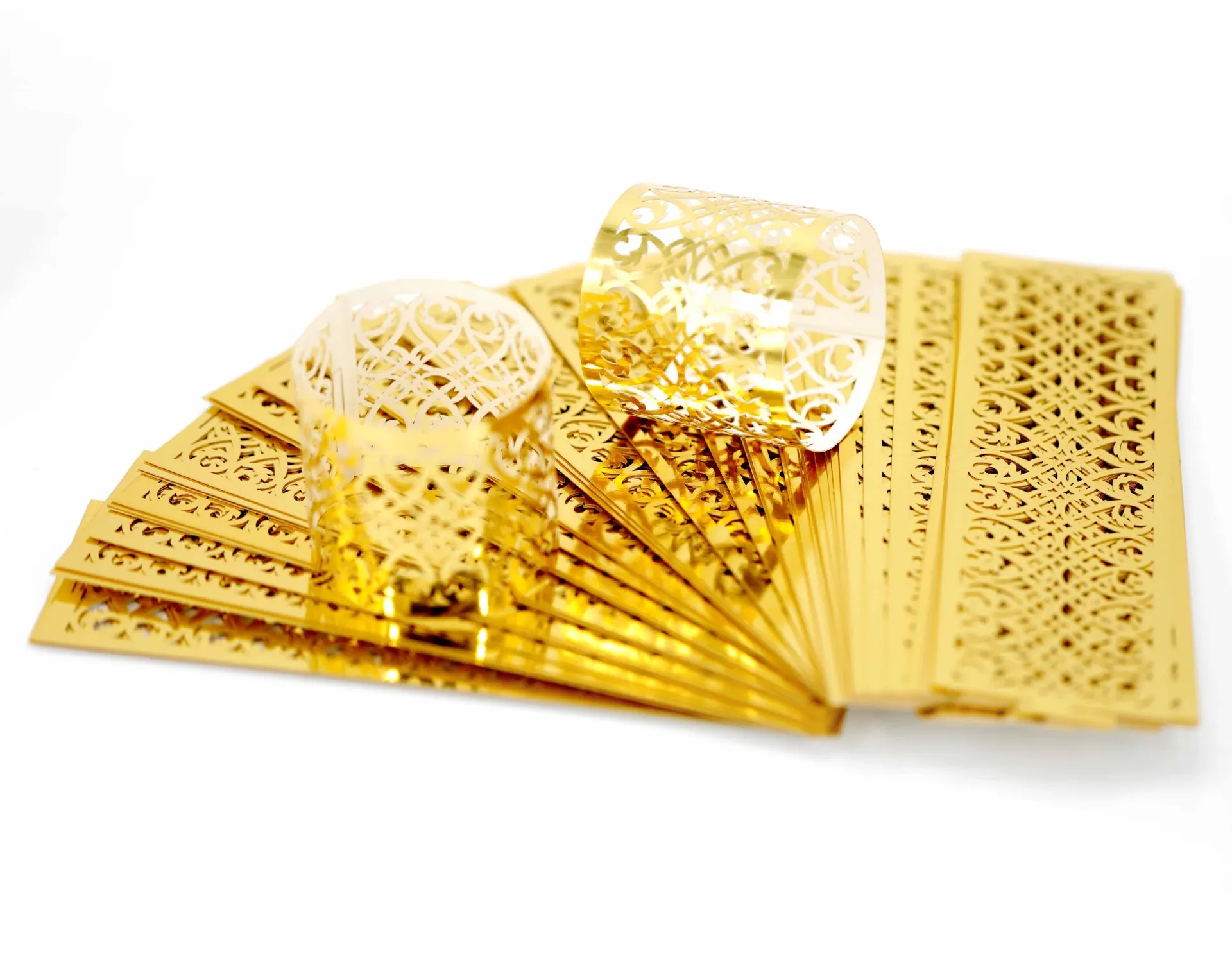 Cheap Disposable Serviette Buckle Household Napkin Paper Band Holder Adornment Hollow Out Napkin Rings for Wedding Christmas