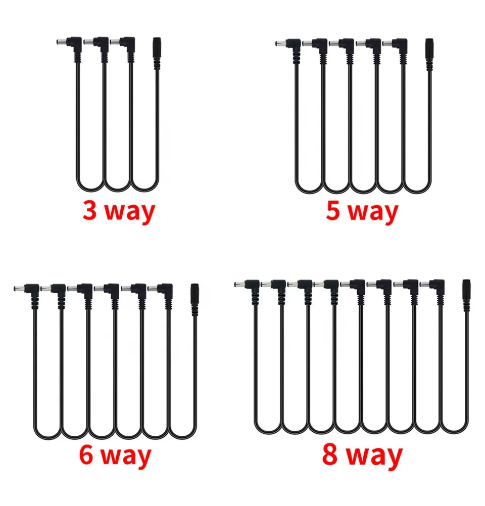 Daisy Chain Leads Cable For Guitar Effects Pedal 2, 3, 4, 5, 6, Or 8 Way Power Supply 9V