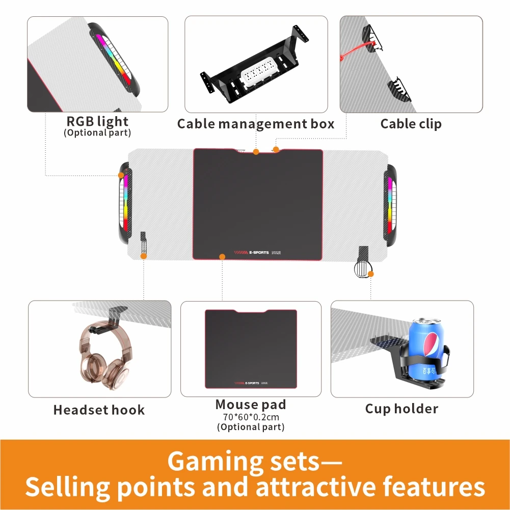 Игровой стол icquiпита с Rgb-подсветкой удлинительная полка для дома и офиса легко собирается компьютерный геймеров
