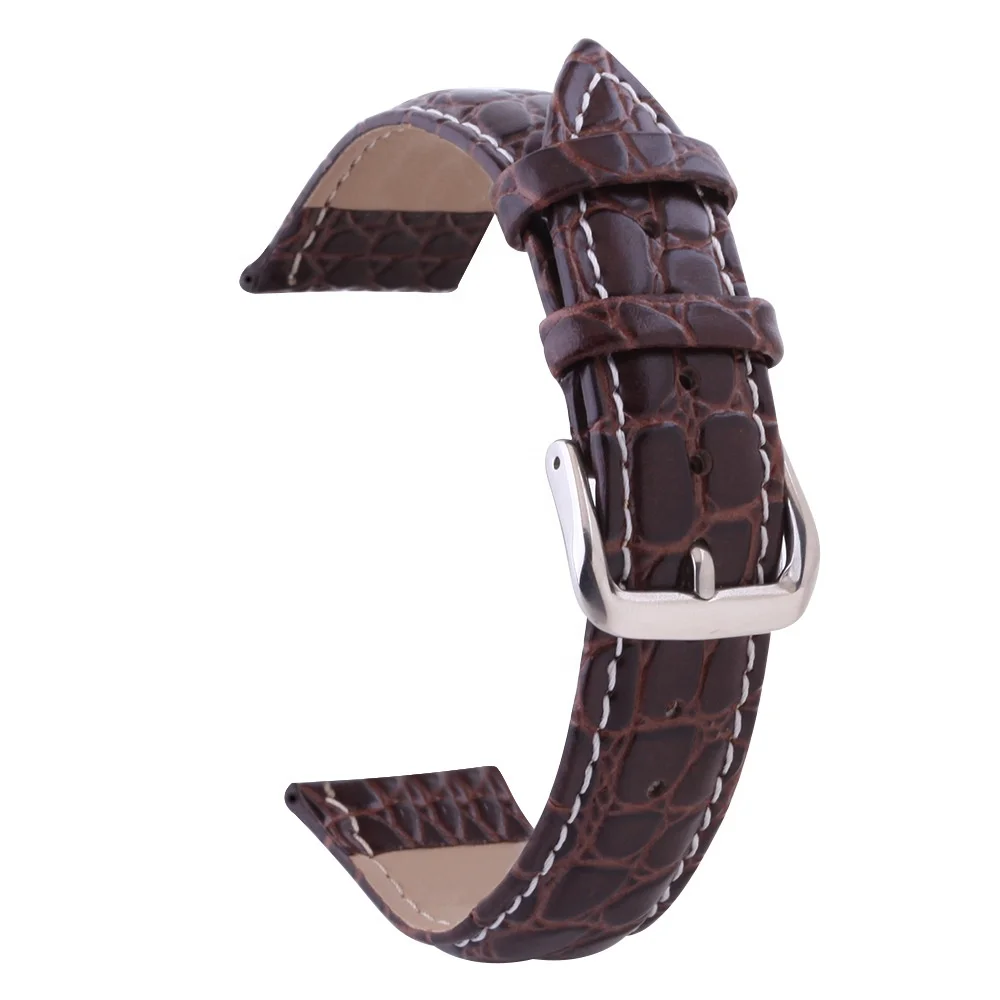 Eraysun Cracked Round Crocodiler Pattern Cowhide Leather Watch Straps Custom Watch Band  20mm 22mm Watch Accessories