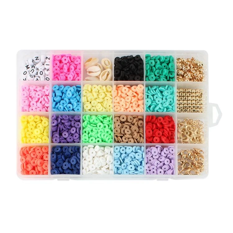 Customized round flat polymer clay beads bracelet making kit polymer clay beads for jewelry making