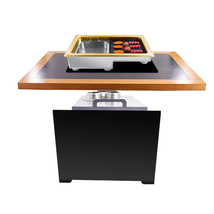 AOBL commercial embedded indoor Korean style smokeless barbecue hotpot stove dining table
