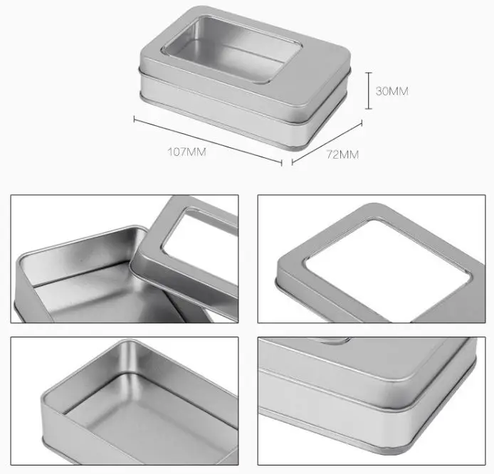 Fast Ship Custom Printing China Factory retangular Candy cookie pvc window metal can chocolate gift U disk packaging Tin Box