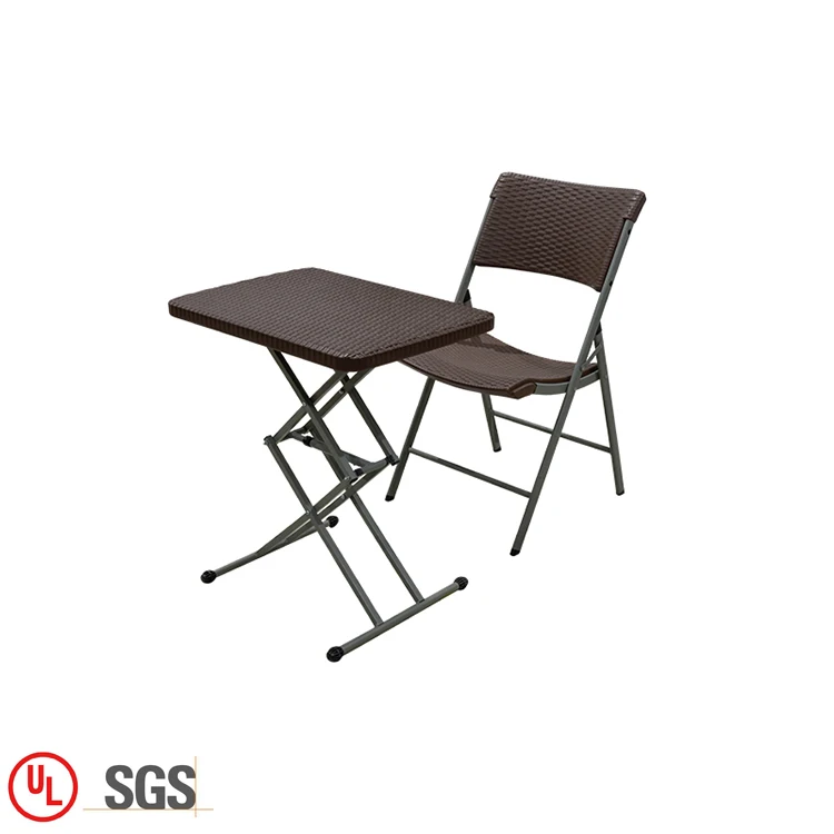 Портативный садовая ротанговая уличная HDPE пластиковый складной стол и стул набор