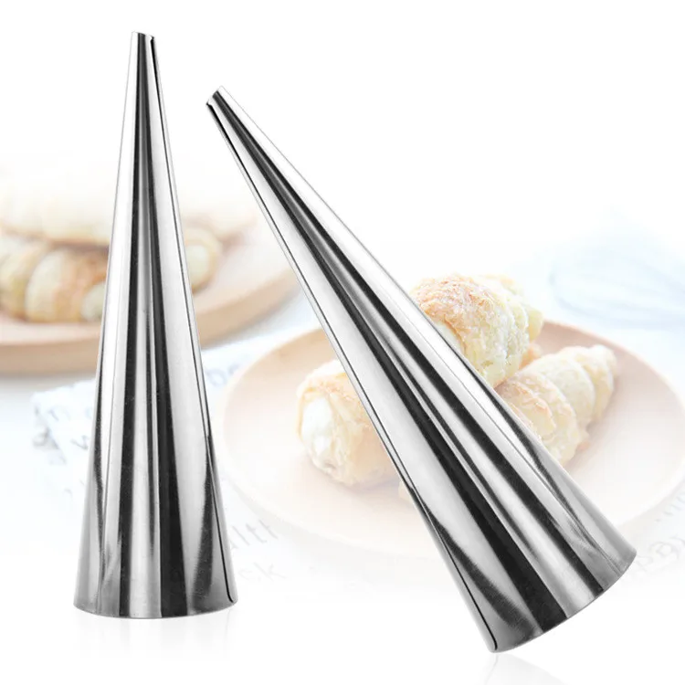 
Butter Cake Pastry Cream Horn Moulds Stainless Steel Metal Conical Tube Bread Roll Moulds Baking Tool 