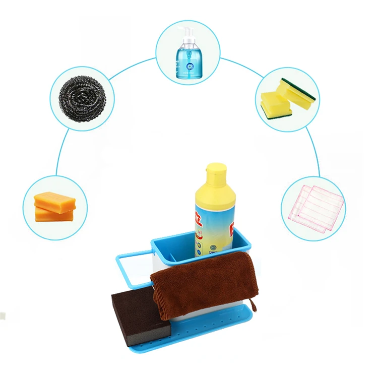 Kitchen Storage Shelf Sponge Holder Draining Sink Box Organizer Draining Rack Dish Storage Rack Stands Tidy Utensils Towel Rack