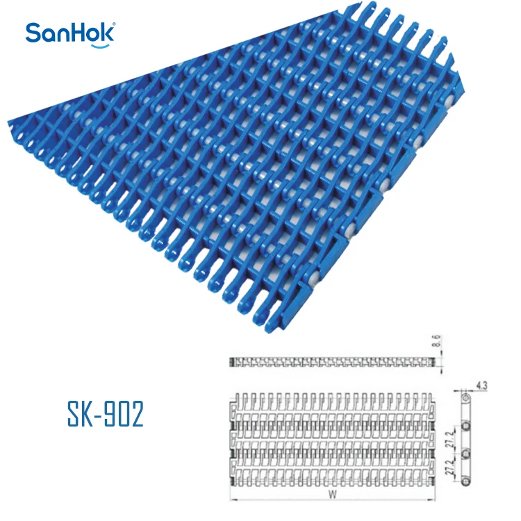Food Grade POM Modular Plastic Conveyor Belt For Meat Transport