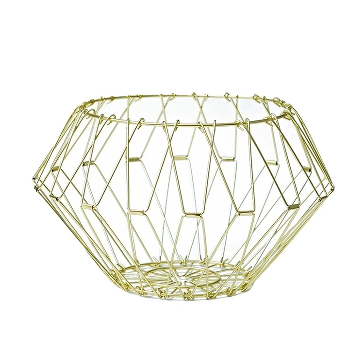 folding metal wire egg storage organization desktop food storage basket fruit basket fruit vegetable washing baskets