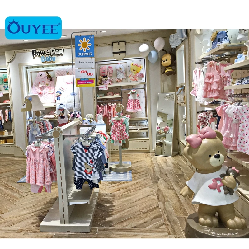 Boutique Elegant Baby Clothes Shop Fittings Display Design For Kid Clothing Stores