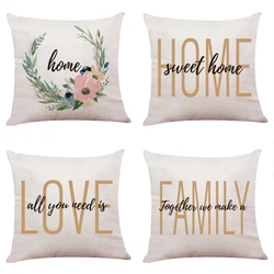 Wholesale Customizable Natural Linen Look Polyester 45 x 45 cm Throw Cushion Cover Pillow Cases Pillowcase for Home Decor