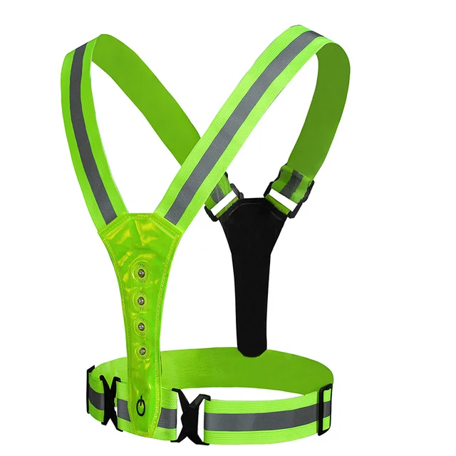 LED Cycling Vest High Visibility Outdoor Running Bicycle Reflective Safety Vest Adjustable Elastic Strap Riding Reflective Belt