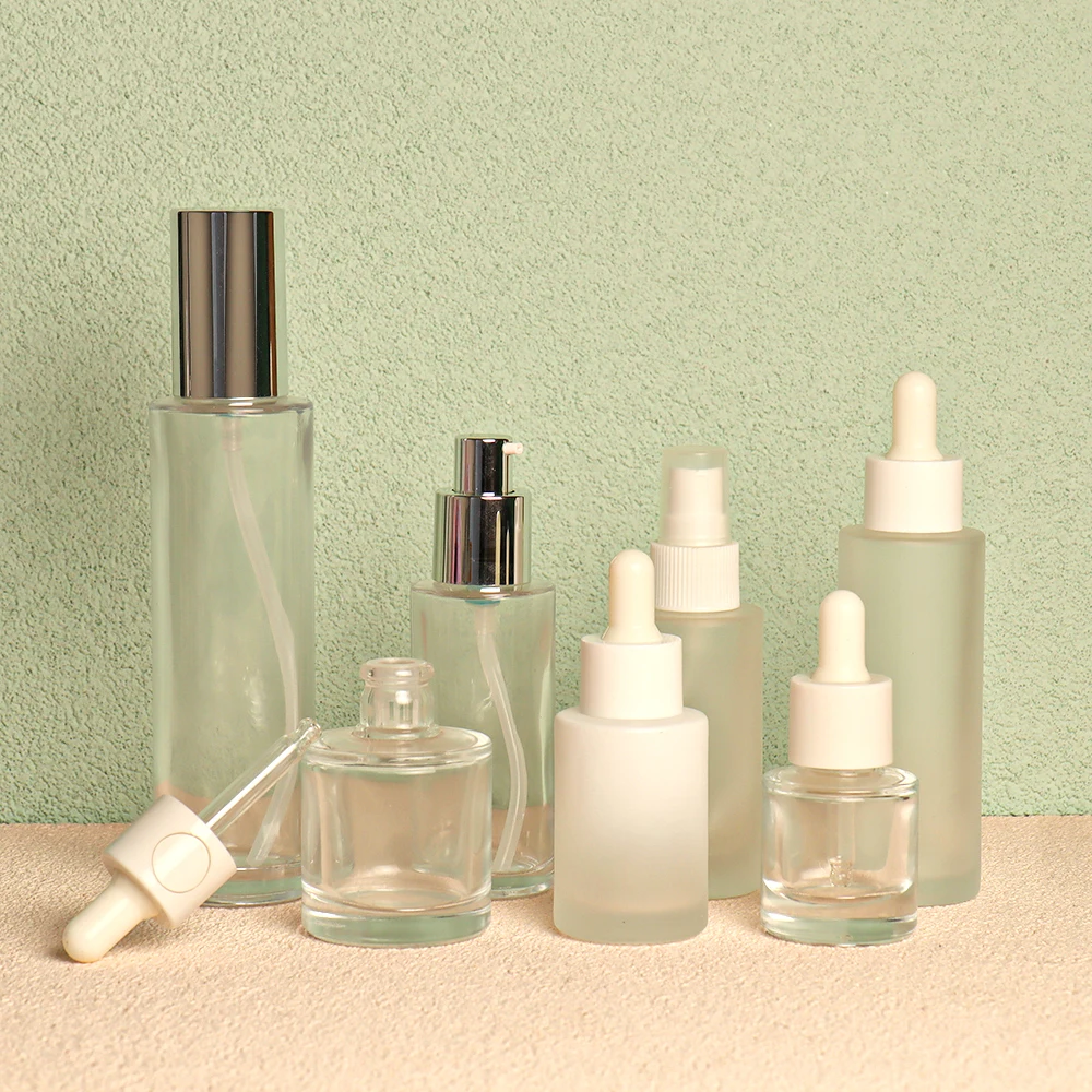 30ml 50ml cosmetic skin care essential oil essence packaging frosted glass flat shoulder matte serum dropper bottle with box