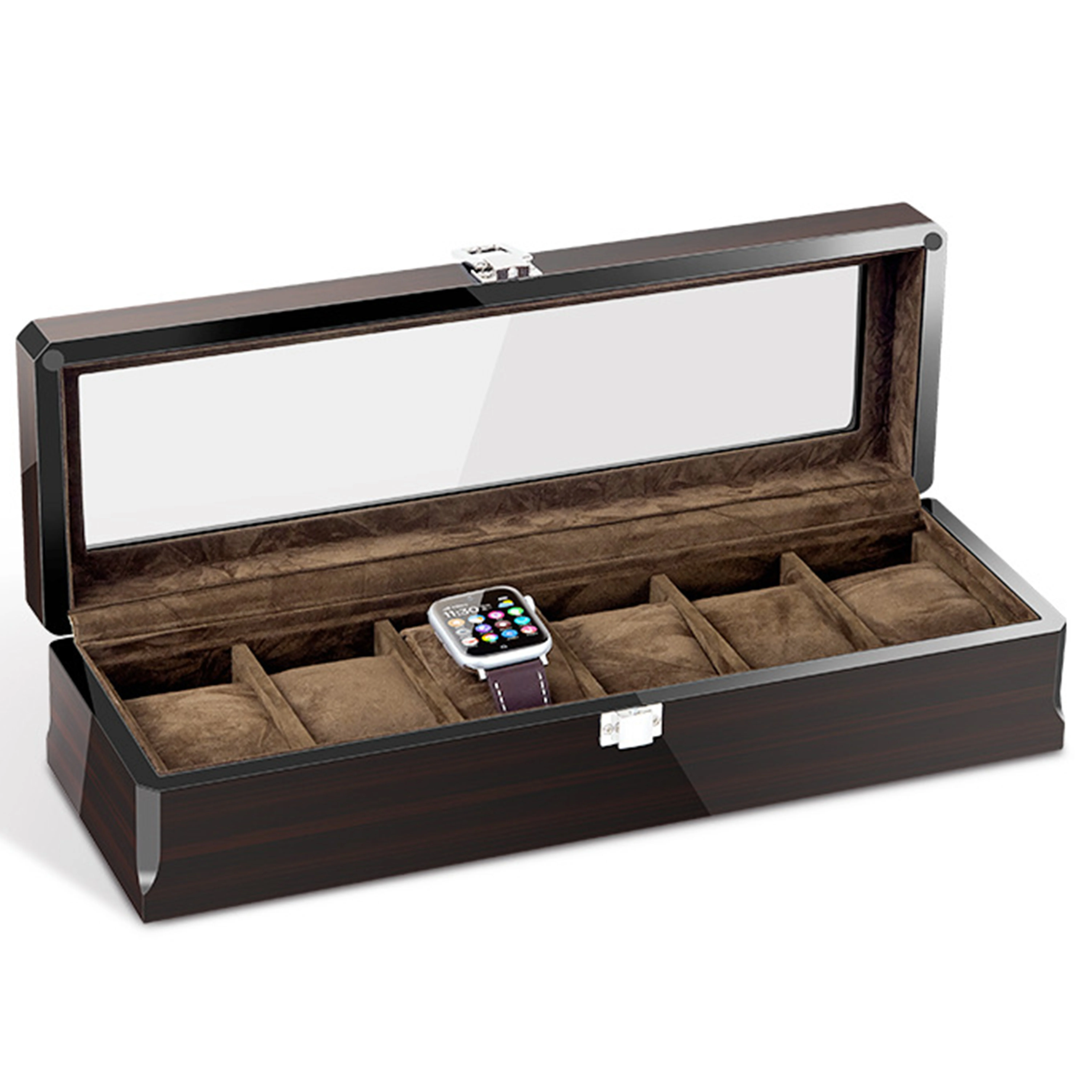 Luxury Quartz Watch Packaging Box Custom Logo 6 grids wooden velvet Cases Gift Fashionable Style Storage display watch box