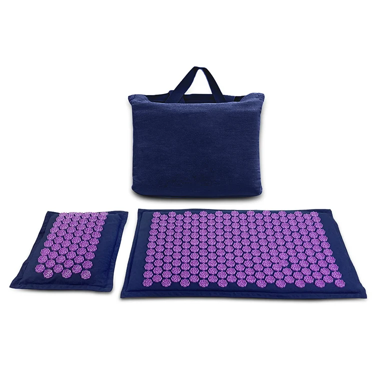 
Natural Organic Linen Yoga Yantra Foot Shakti Lotus Plastic Spikes Massage Eco Acupressure Mat And Pillow Set 
