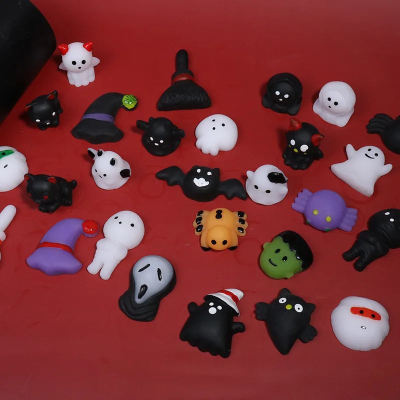2022 Halloween Ghost Pumpkin Mochi Squishy Fidget Soft Toy, Halloween Spongy Squishy Glitter Mochi Fidget Toys