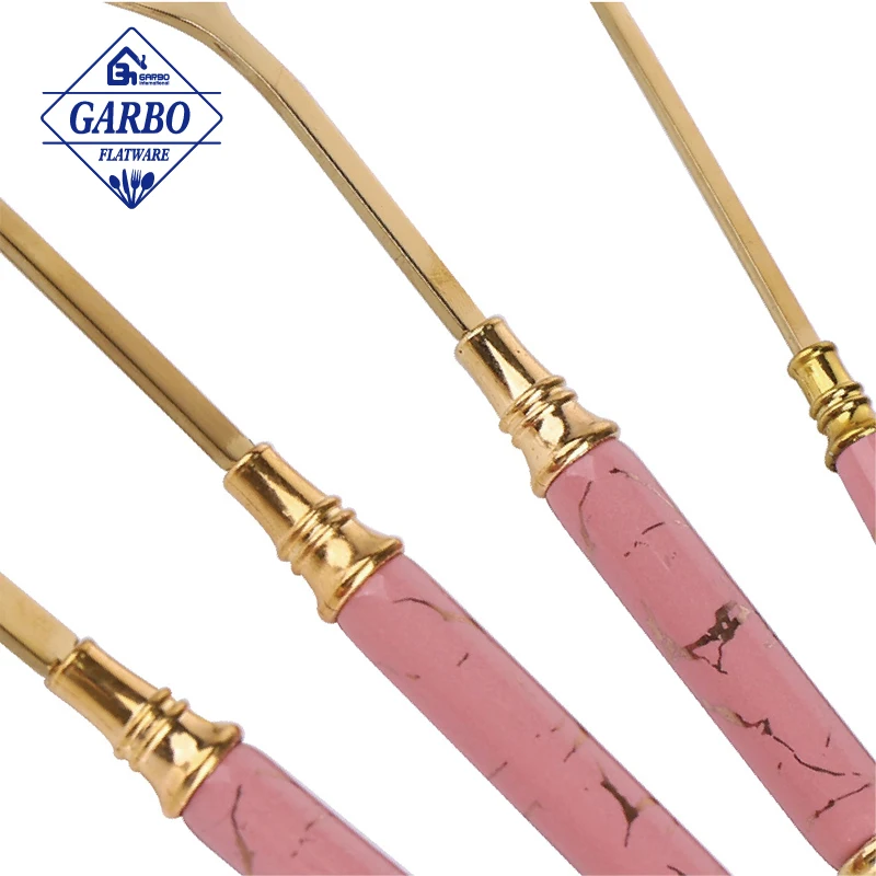 Hot Sale Printing Handle BBQ Christmas Dinner Knife High Quality Stainless Silverwar Cutlery Steak Knife Set Golden Luxury Knife