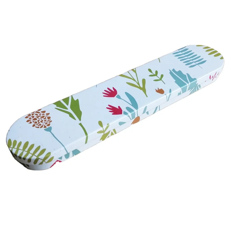 Новая разработка, плоский цветной карандаш, прямоугольная жестяная коробка, металлическая жестяная банка для упаковки зубных щеток или пенала