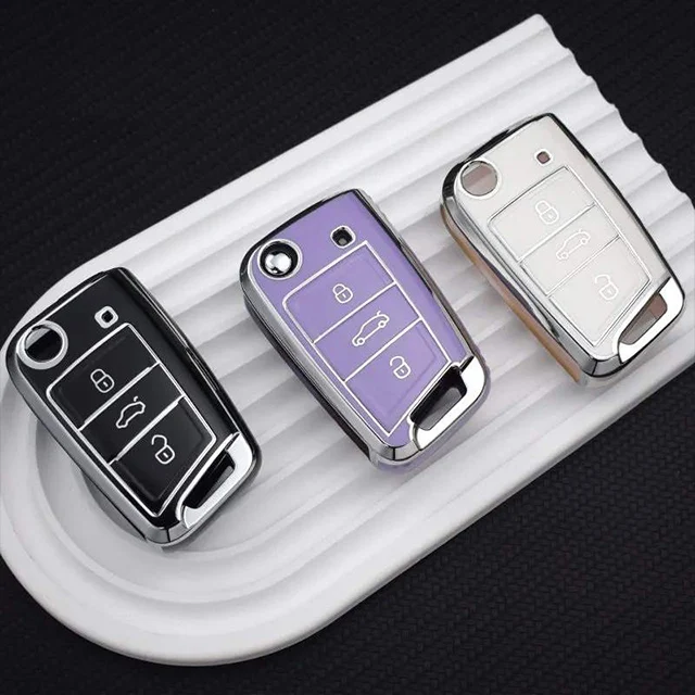 For VW Polo Skoda Octavia A7 Kodiaq Seat Ateca Leon Golf 7 MK7 VII Tiguan Soft TPU Car Key Cover Case Shell Fob Holder Protector
