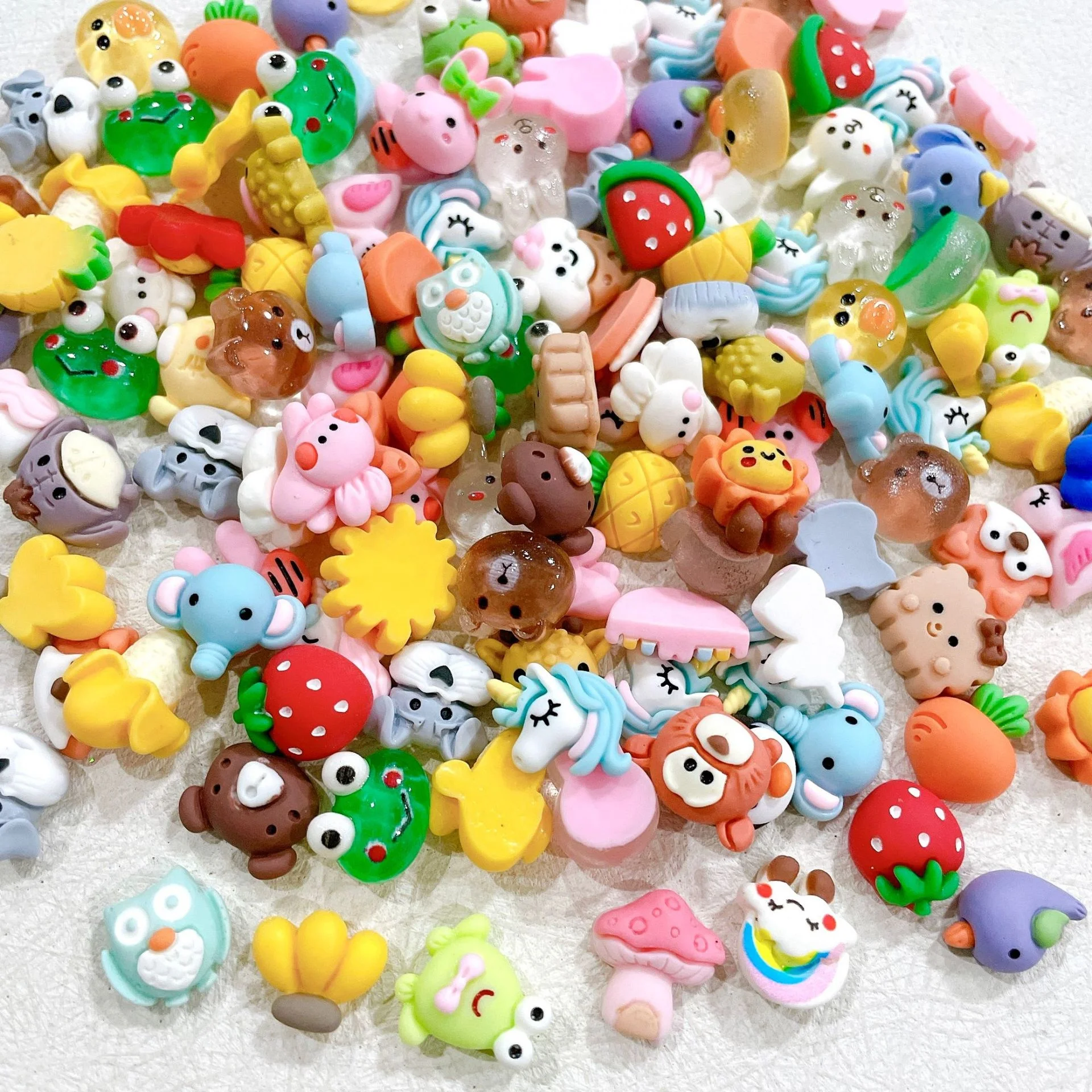 Cartoon Nail Decoration Cartoon Nail Charms Fruit Animals Kawaii Designs Mini Cute Bear Ice Cream Rabbit Wholesale