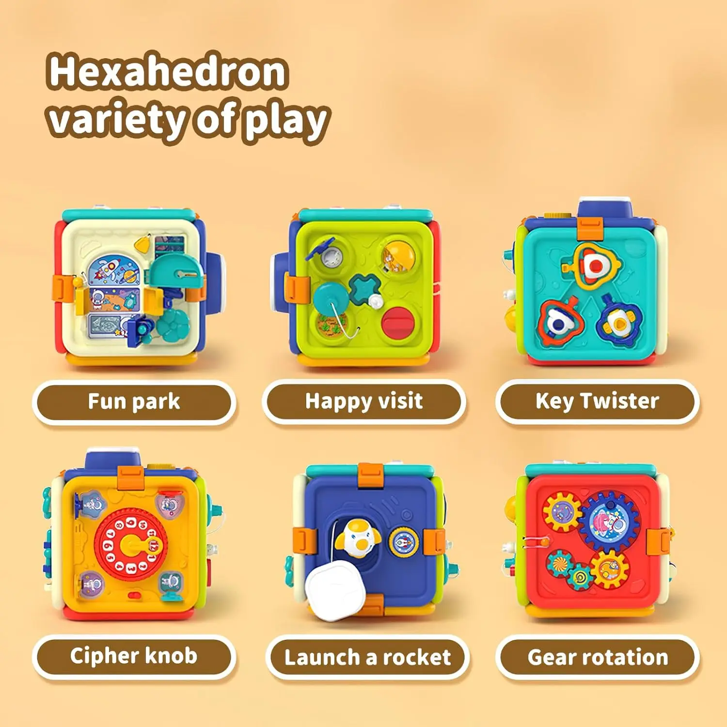 2024 6 in 1 Baby Activity Cubes Multi-function  Montessori Sensory Learning Toys for kids early educational