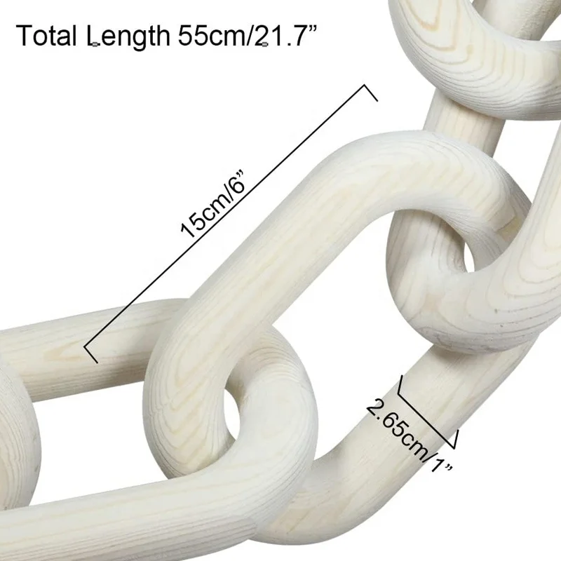 Decorative Wood Link Chain ,Farmhouse Aesthetic Wooden, Wooden Rustic Country Chain Decor