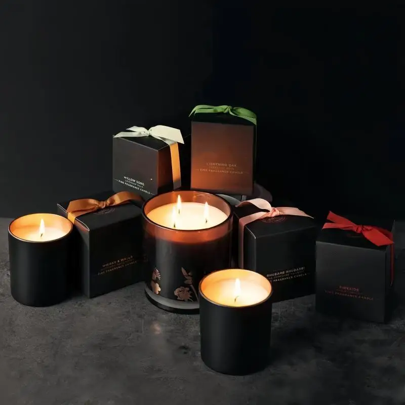 Wholesale Custom Logo Luxury Elegant Heat Resistant  Glass Jars Soy Wax Scented Candles mothers day gifts