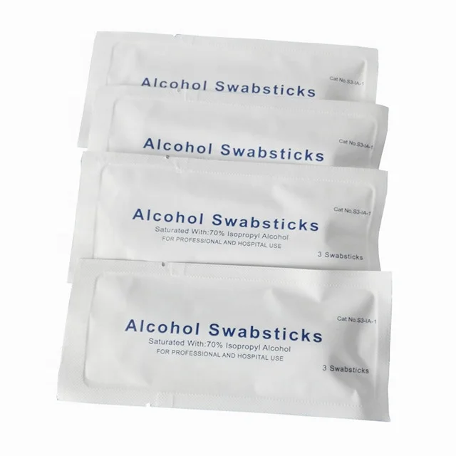 China factory medical disposable alcohol swabstick 70% Alcohol Swabsticks for Skin Cleaning