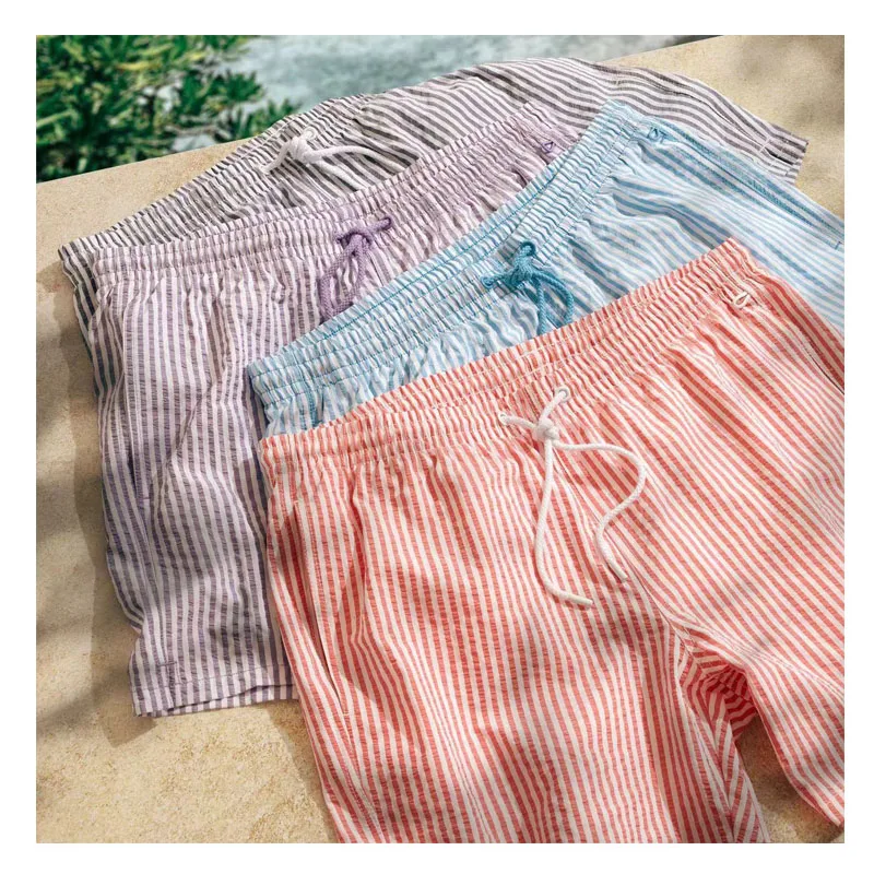 Custom Men Swimwear 2024 Swimming Trunks Swimsuit Men Wholesale Summer Striped Board Shorts For Men