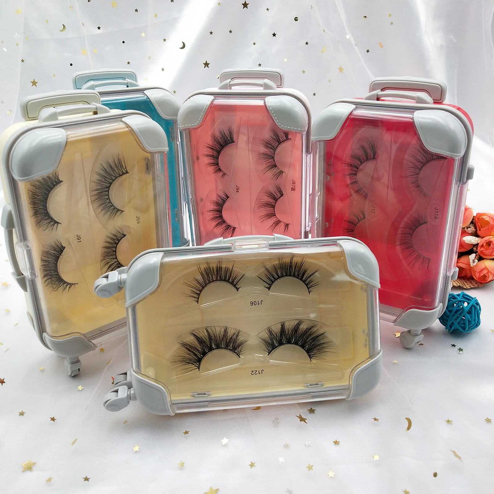Private Label Eyelash Mini Luggage Suitcase Set for Lashes Extension Shampoo Brush Eyelash Cleaner and Eyelash Cleansing Foam