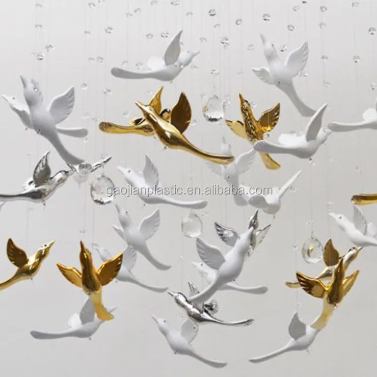 Hang Decoration Transparent Plastic Acrylic Flying Birds Hummingbird Ornament For Wedding Stage Decoration
