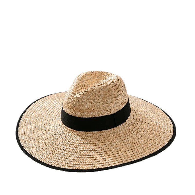 ZG Low MOQ Wholesale Custom Logo Wide Brim Large Brim Summer Sun Panama Boho Hats Beach Straw Hat