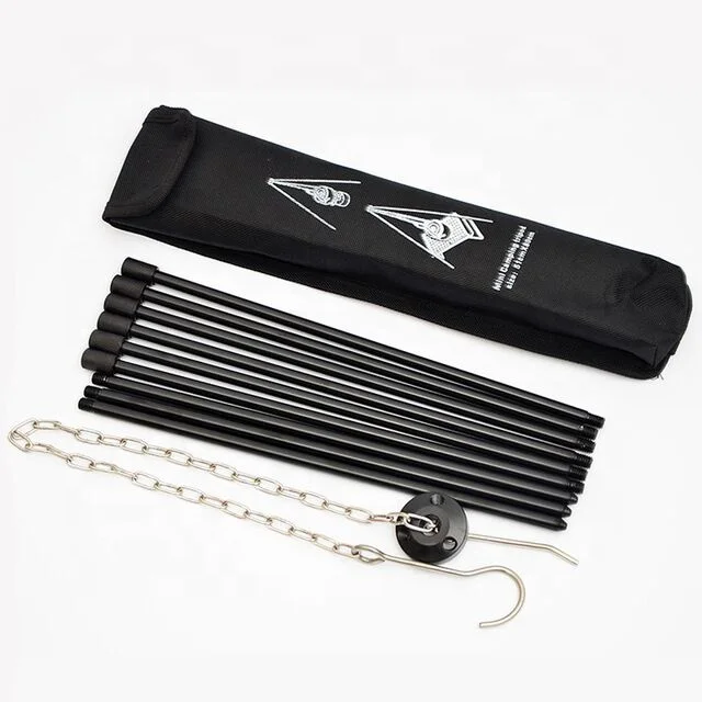 Stainless Steel Telescopic Aluminum Cooking Tripod Camping Outdoor Campfire Pot Holder Hanger Bracket