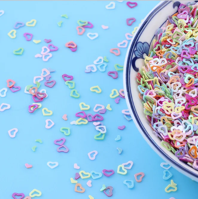 Wholesale 4mm Glitter heart Hollow Loose Sequins for Nail Glitter Stickers Accessories