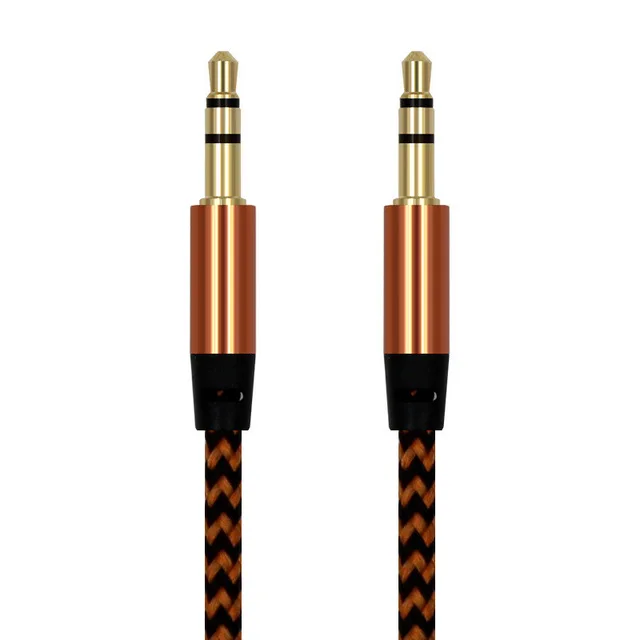 
Nylon Jack Audio Cable 3.5 mm to 3.5mm Aux Cable Male to Male Kabel Gold Plug 