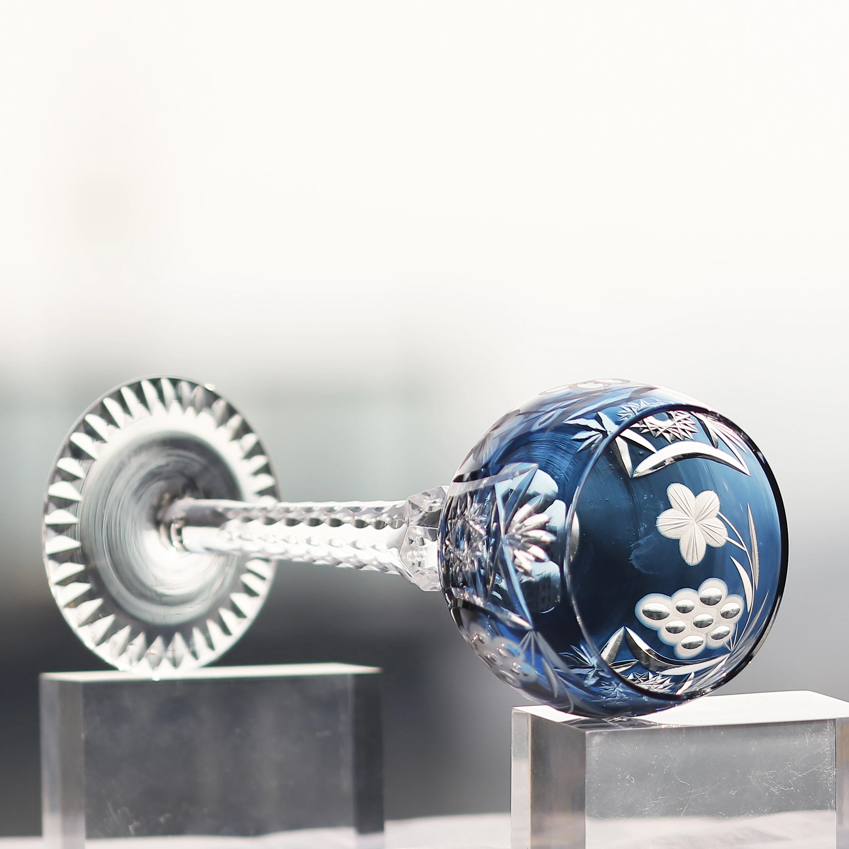 Luxury Edo Kiriko Style 6.5oz Hand Carved Glass Cup for Whisky Brandy Cocktail Cold Drink perfect for wedding