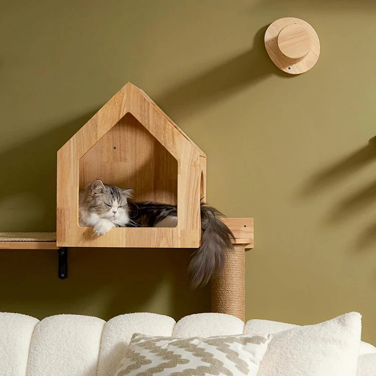 Настенная деревянная мебель для кошек