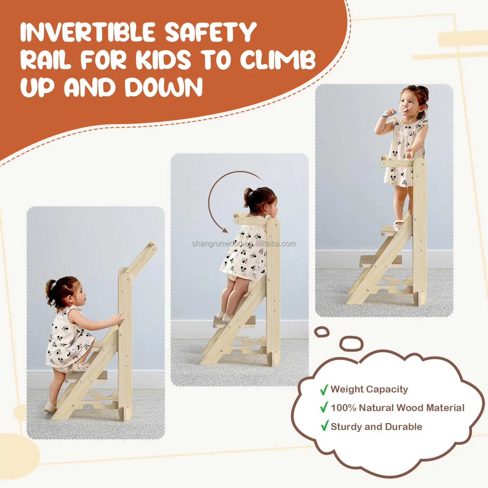 Kitchen Montessori Foldable Step Stool Kitchen Helper Stool Foldable Learning Tower Wooden Step Up Stools For Kids