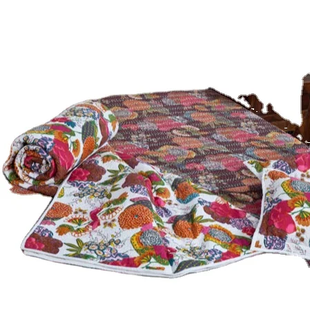 Indian handmade 100% cotton home decor kantha bedspread