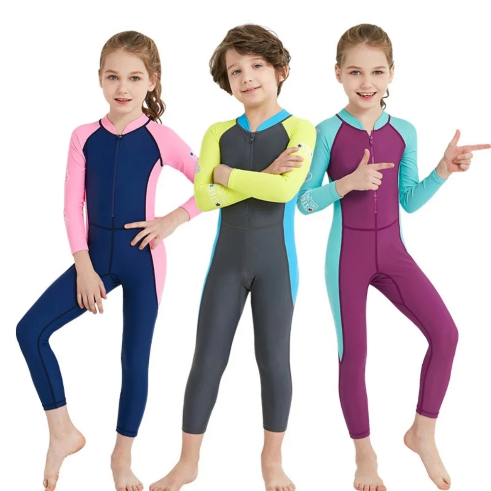 Kids Long Sleeve Swimwear Children Surfing Suit Quick Dry Rash Guard One Piece Girl Boy Diving Suit