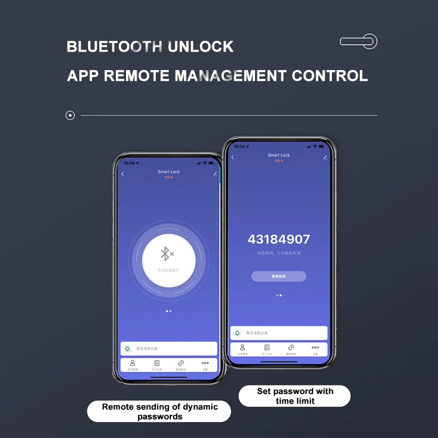 Tuya App Bluetooth Remote Control Black Biometric Fingerprint Intelligent Door Knob Smart Lock with Key For Bedroom