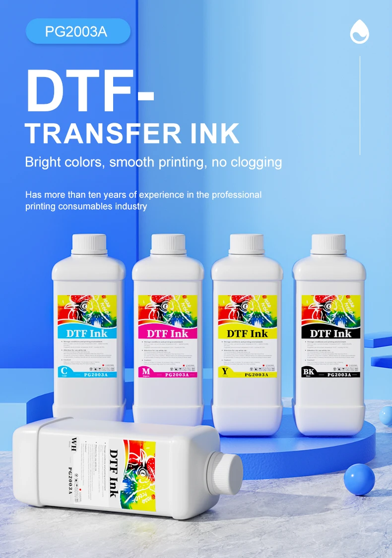 Fcolor Premium Customized 1000ML DTF Pet Film White Transfer Pigment Ink for Epson i3200 XP600 8550 8500 DTF Film Printer