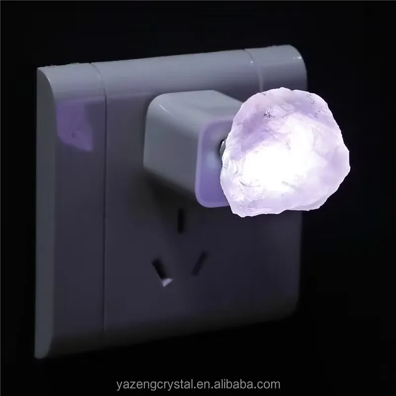 USB Colorful Natural Crystal stone Quartz Block Natural Amethyst Rose quartz night light lamp for Home