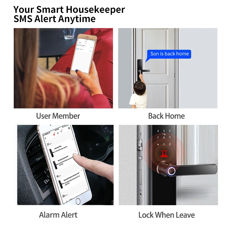 Single latch Electronic Keypad Keyless Entry Smart Home Digital Door Lock Fingerprint Lock