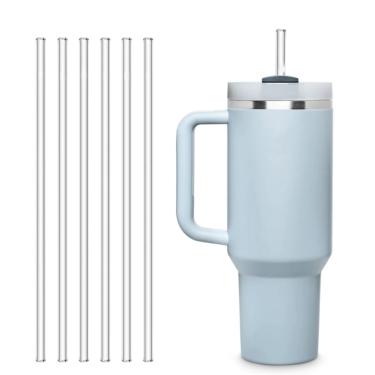 12 inch Extra Long Replacement Straws for Stanley Cup 40oz 30 oz Glass Reusable Straws for Stanley Cup Glass Straws