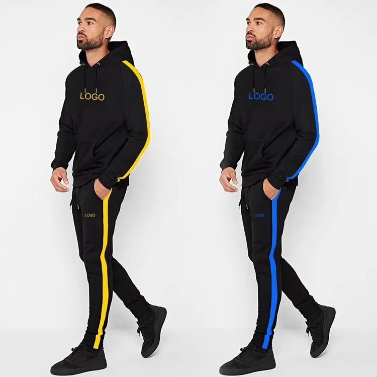 Черный однотонный хлопковый спортивный костюм на заказ, спортивный костюм для бега для мужчин