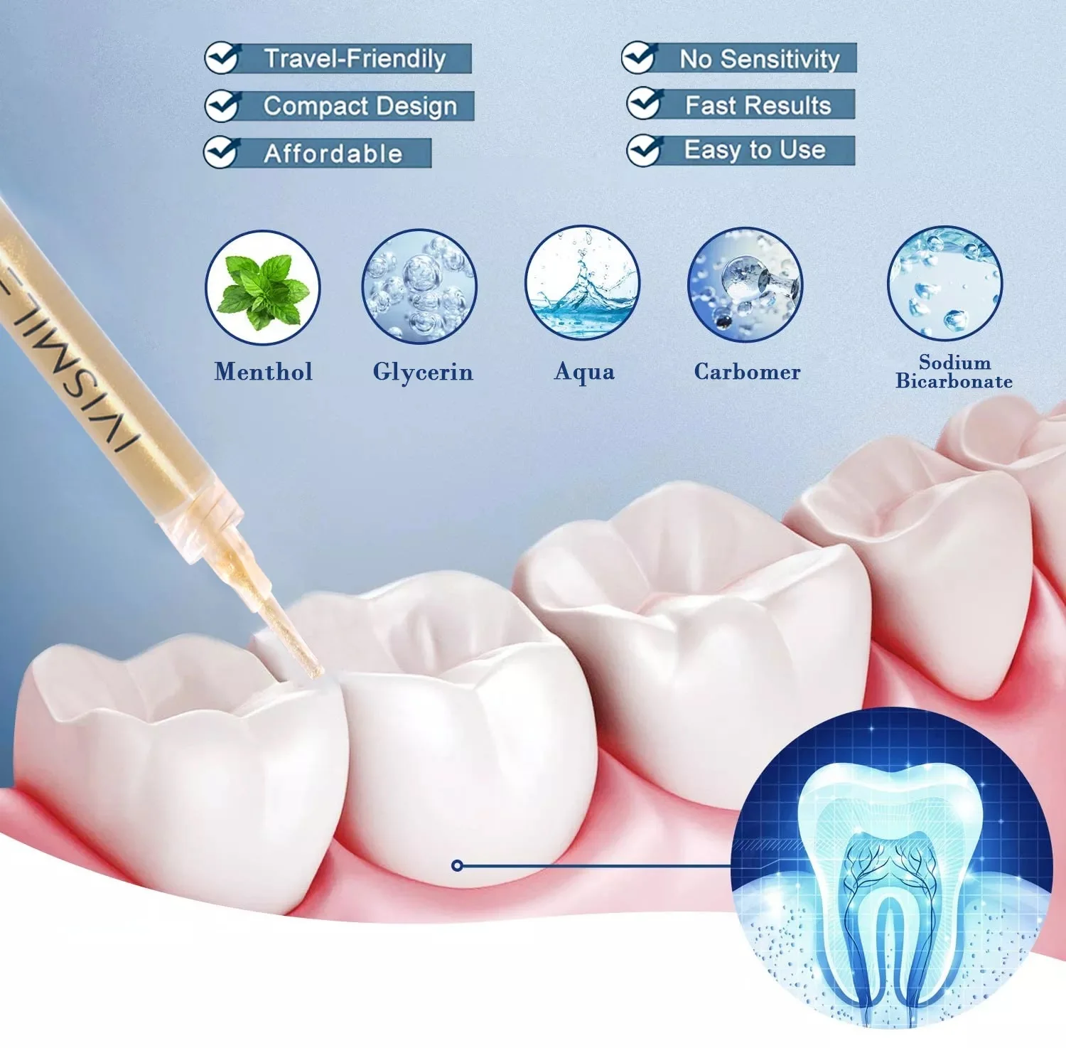 35% Hydrogen Peroxide Carbamide CP Dental Bleaching Tooth Syringe Gel 3ML