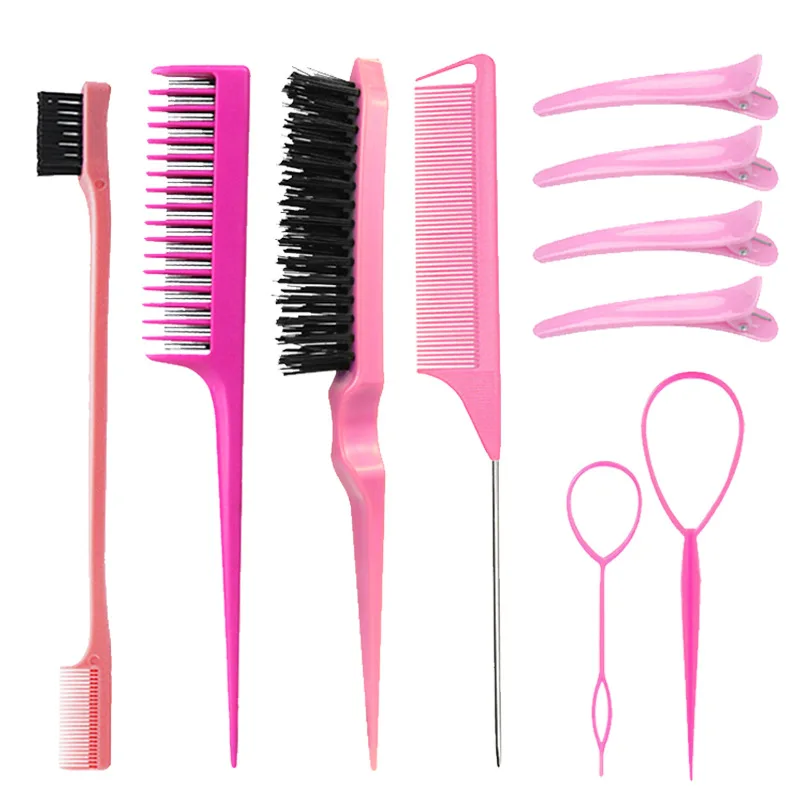 Wholesale Women Styling Comb Teasing Hair Brushes Rat Tail Combs Set for Girls Hair Brush Set Edge Brush Detangling Hairdressing